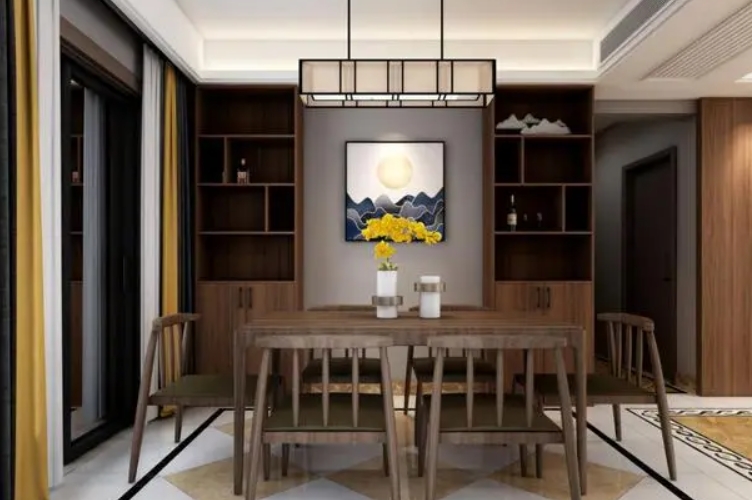 碧桂园精装房143㎡新中式风格四室两厅装修餐厅效果图.jpg